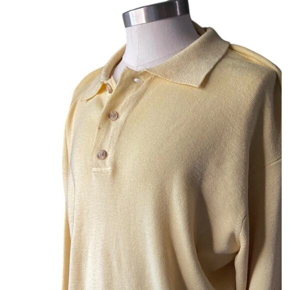 VTG Collared Yellow Polo Sweater Mens L Button Neck Sierra Trading Post Knit Top - Picture 7 of 10